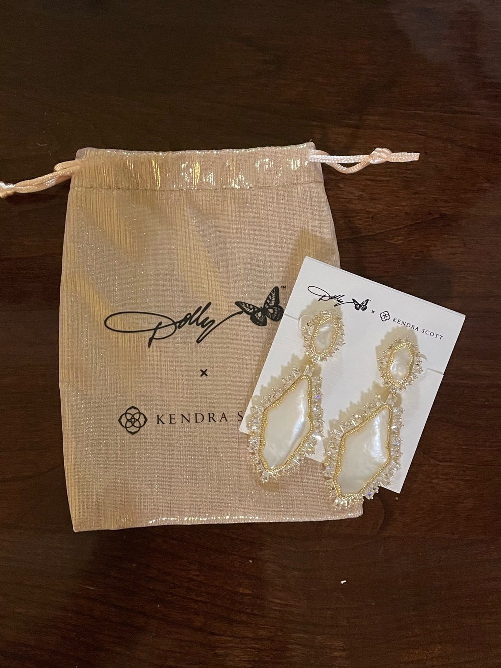 NWT Kendra Scott x Dolly Parton Convertible Gold Crystal Statement Earrings